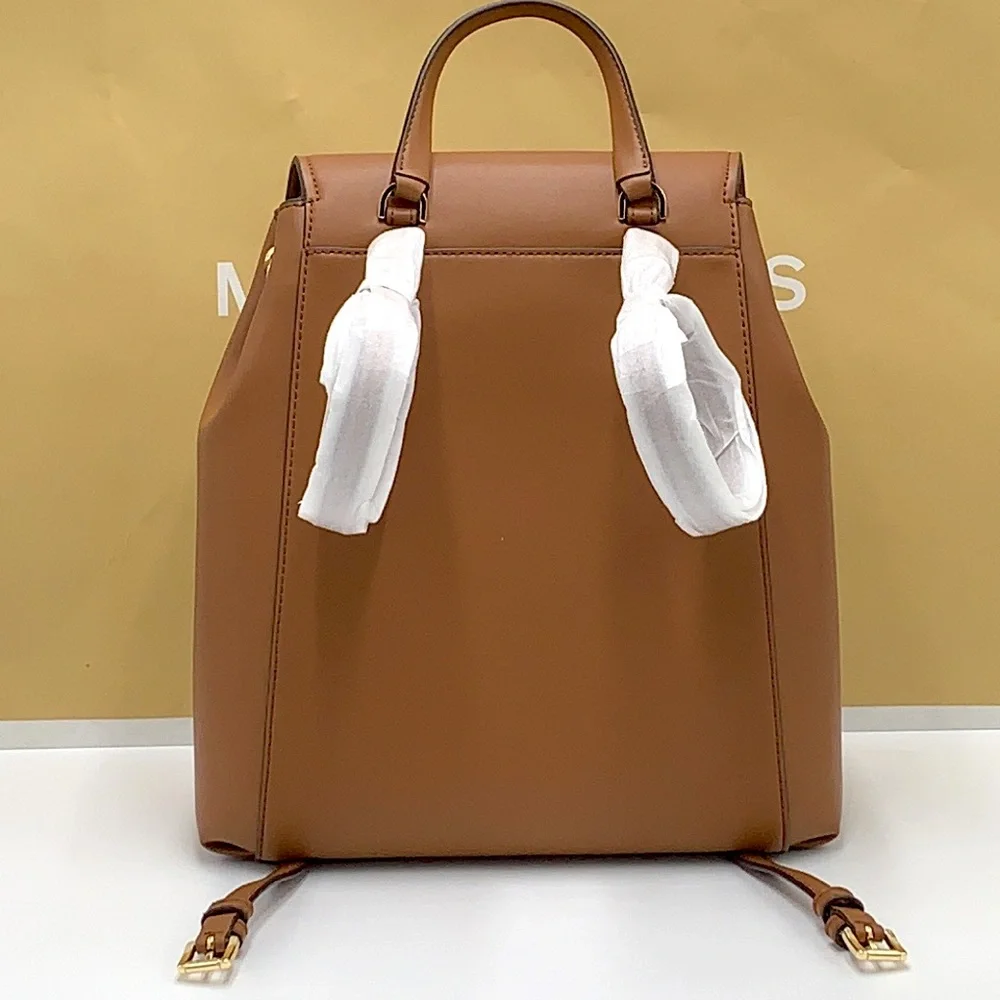 MICHAEL KORS PHOEBE MEDIUM DRAWSTRING BACKPACK VANILLA/ BROWN SIGNATURE COLOR - Picture 12 of 16